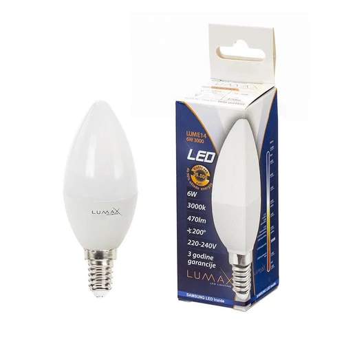 Sijalica LED Lumax E14 6W sveća 3000K 470lm